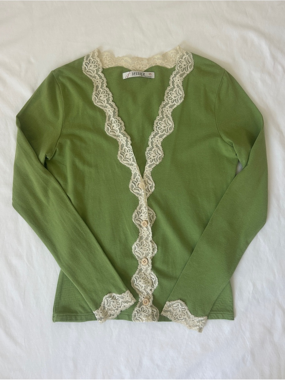 Jessica Green Lace-Trim Cardigan - Picture 2 of 7